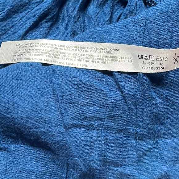 Free People Babydoll Blouse Long Sleeve Ruffled Raw Hem Teal Top Size Small - Picture 6 of 7